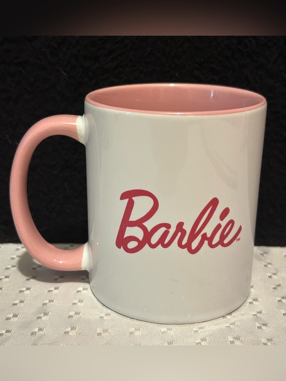 Barbie White Mug with Pink Interior and Handle